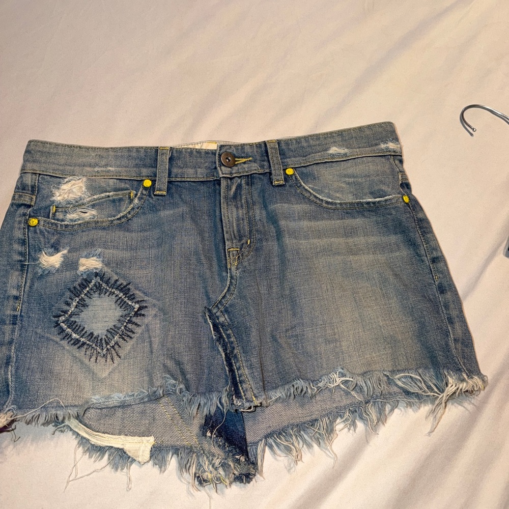 Rich and Skinny Blue Distressed Jean Mini Skirt